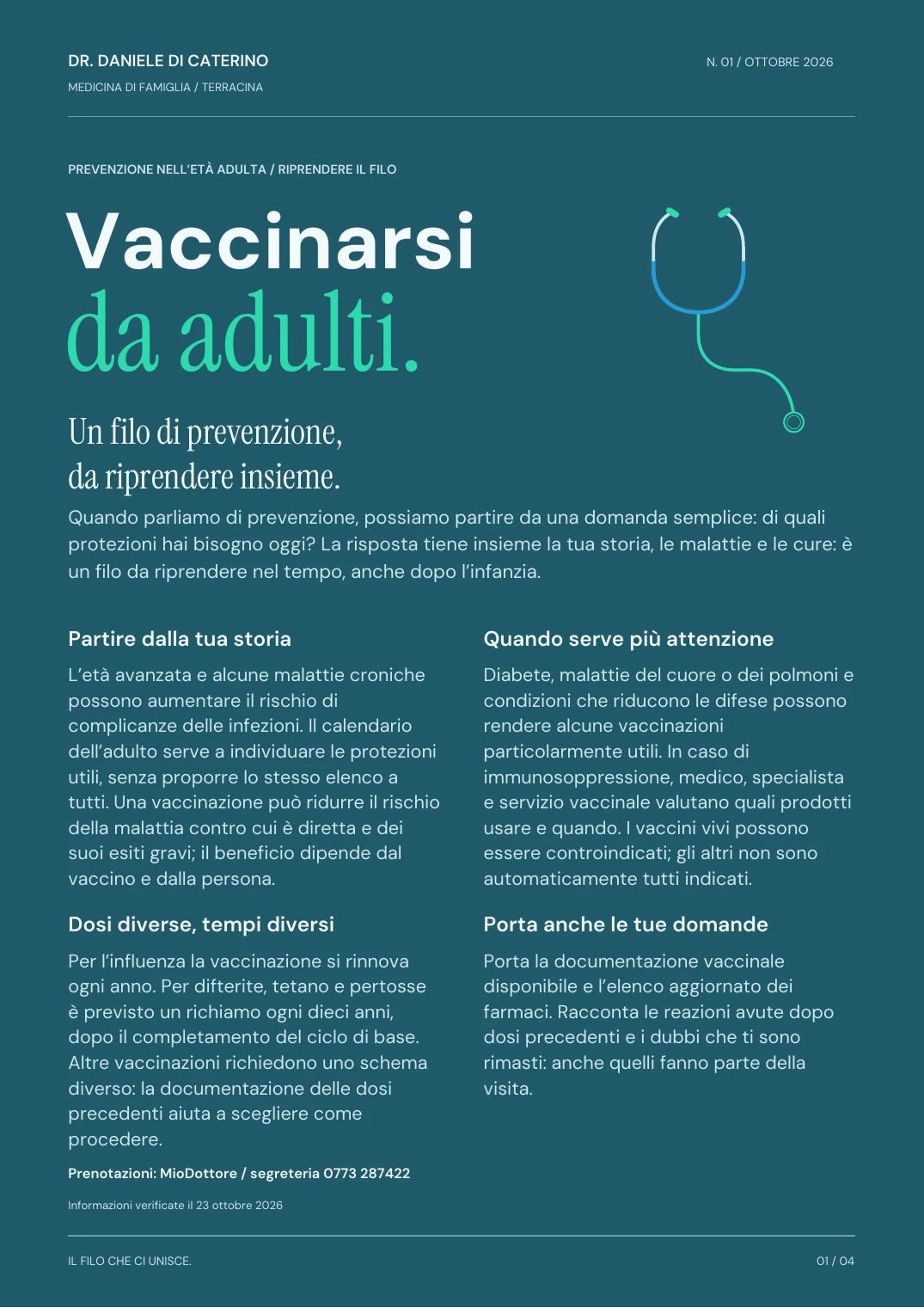 Copertina del mensile n. 01, ottobre 2026: Vaccinarsi da adulti.
